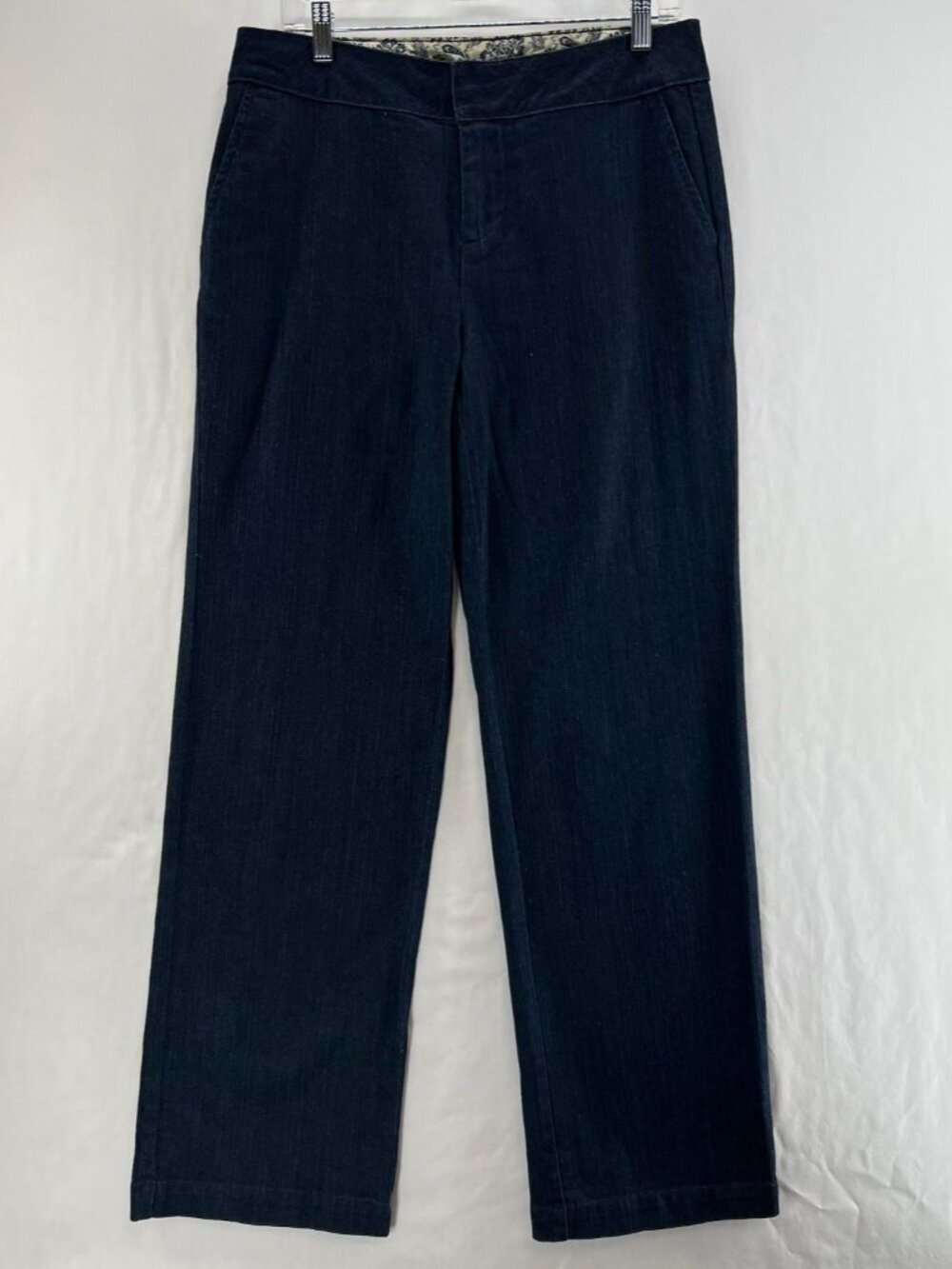 D&Co Wide Leg Trouser Jeans Womens 6 Stretch Denim Pocket High Rise Dark Indigo